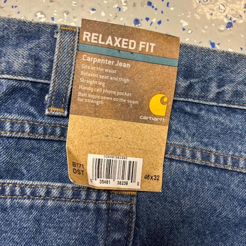 NWT Carhartt B171 DST Relaxed Fit Carpenter Jeans Mens 46x32 Blue Denim - Picture 5 of 5
