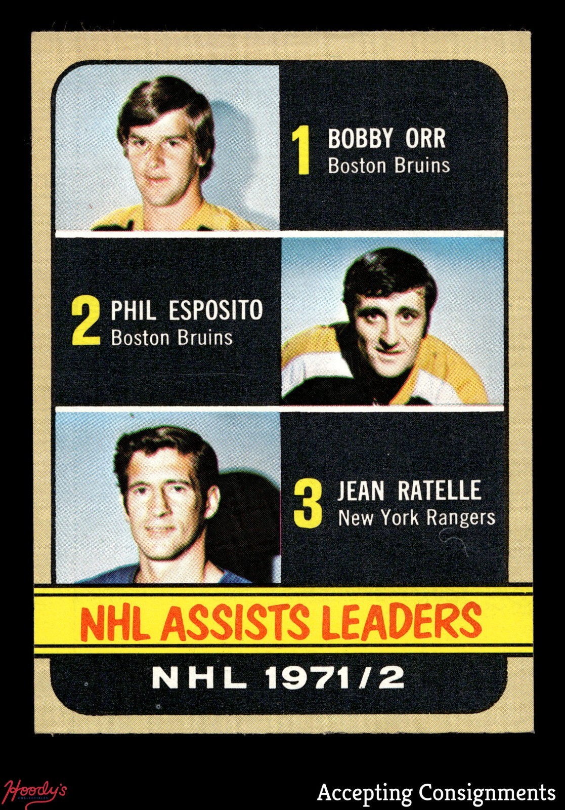 1972-73 Topps #62 Bobby Orr, Phil Esposito, Jean Ratelle EX - EX/MT