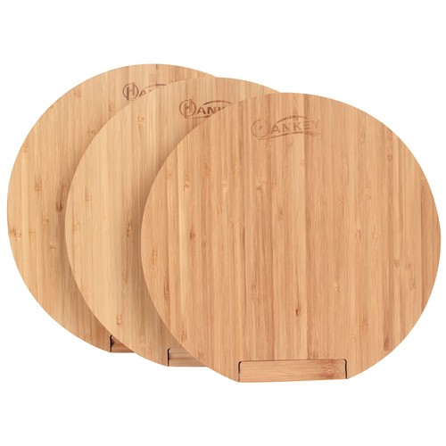 Hankey Natural Bamboo Cutting Board With Stand Pizza Kitchen Board Round _