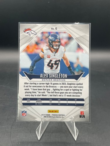 2024 Phoenix ALEX SINGLETON Hyper PARALLEL #6 plus BASE card BRONCOS - Picture 6 of 8