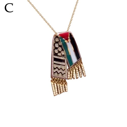 Palestine Kufiya Pendant Necklace Vintage Ethic Scarf Map Chain|U.S Flag U0P3 - Picture 12 of 16