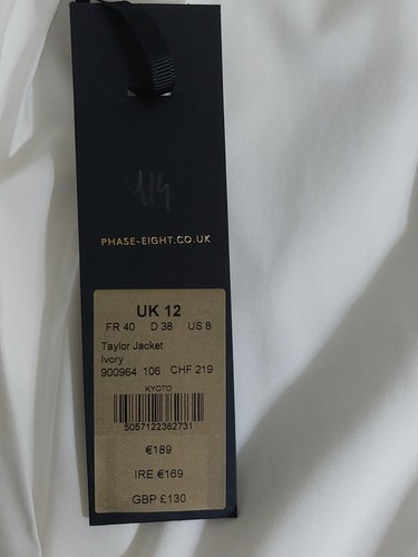 Phase Eight Ivory  3/4 Sleeve Open Crop Bolero Jacket Blazer UK 12 - Picture 6 of 8