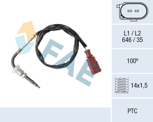 FAE Sensor Abgastemperatur 68002 M14X1,5 FüR VW Passat B6 Variant 3C5 3C2 Golf 6-image