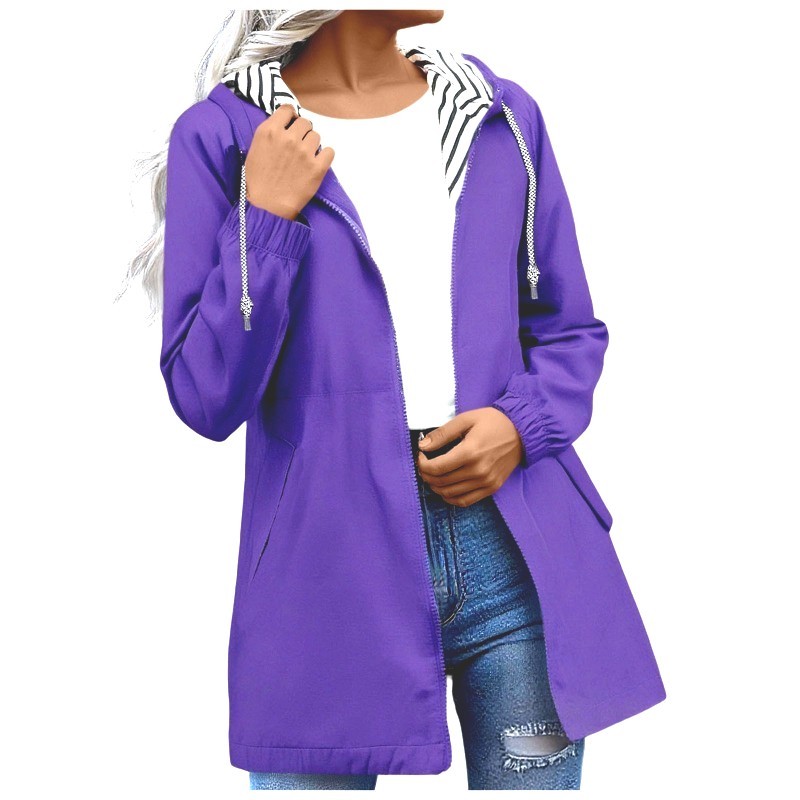 Womens Waterproof Raincoat Ladies Outdoor Wind Rain Forest Plus Size Coat Jacket