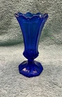 Fenton Glass Cobalt Blue Vase w/Scalloped Rim - Mid 20th Century