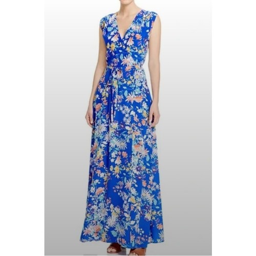 Yumi Kim Silk Dress Small, Floral Sleeveless V Neck Wrap - Picture 3 of 7