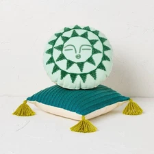 Opalhouse Jungalow 2pc Green Sun Mini Decorative Round & Square Pillow Set #9011