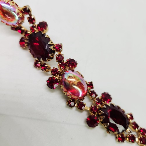 Collana Bracciale Vintage Rosso Ab Cabochon Finto Vetro Rubino Falegname? Parure Demi - Foto 17 di 18