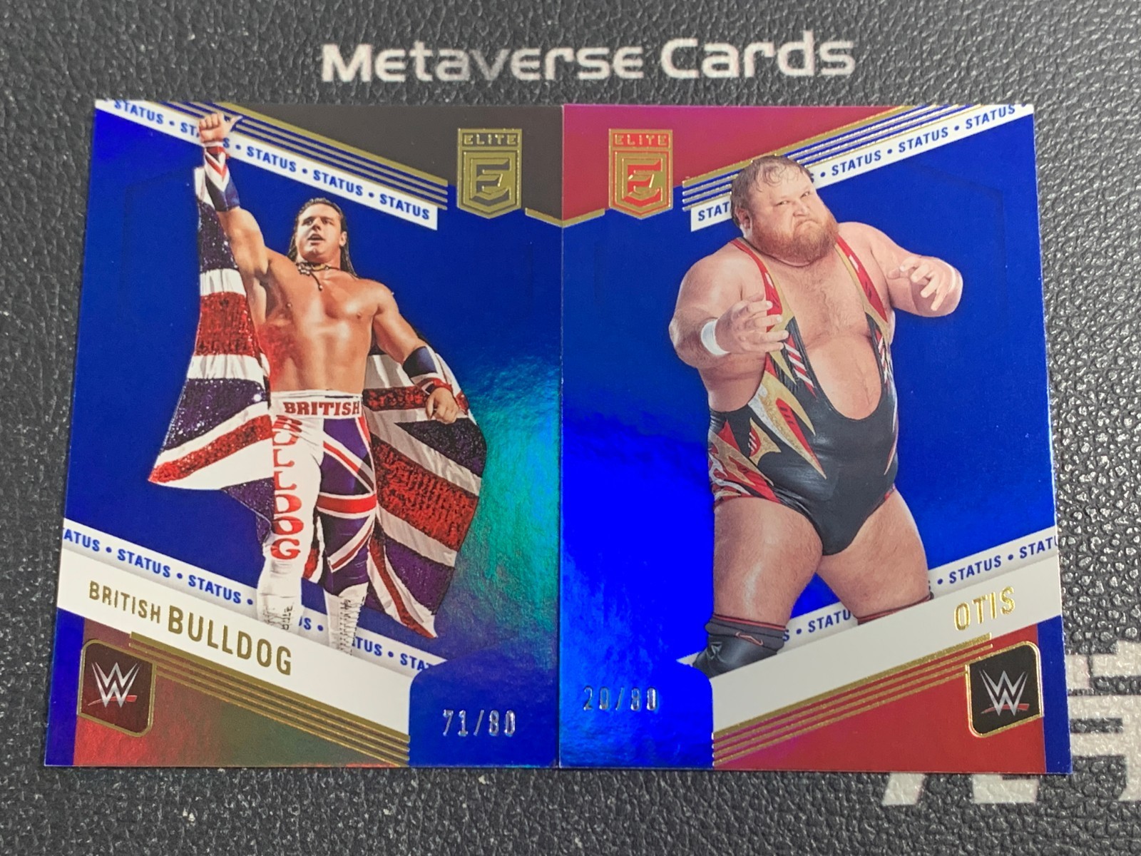 Lot 2 2023 Panini Donruss Elite WWE Status /80 British Bulldog Otis