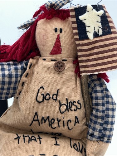 Muñeca de trapo Honey & Me de arte popular rara 2003 12"" de altura Americana Land That I Love" - Imagen 2 de 10