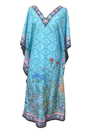 Free Size Beach Kaftan Tunic Holiday Dress Beach Cover up fits 14,16,18,20,22,24 - Picture 39 of 66