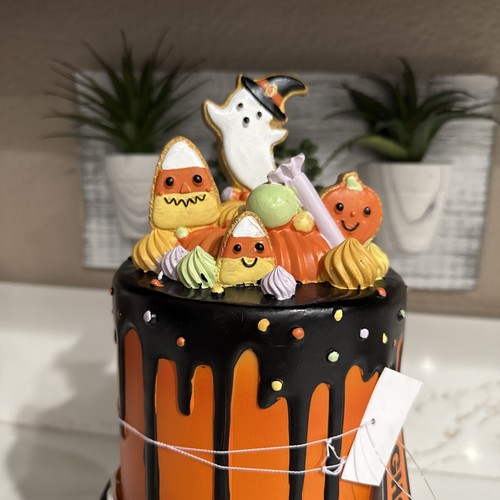 GHOULISH Naranja Halloween Imitación Pastel Sobre Pedestal Galletas y Caramelos Decoración de Mesa - Imagen 3 de 7