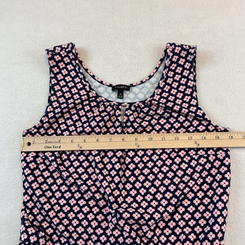 Talbots Dress Womens M Navy Blue Pink Floral Knit Sleeveless Midi Casual - Picture 7 of 10