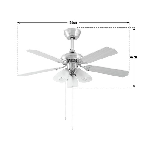 Habitat 5 Blade Ceiling Fan with 3 Glass Shades Light Oak E27 Bulbs - Picture 8 of 9