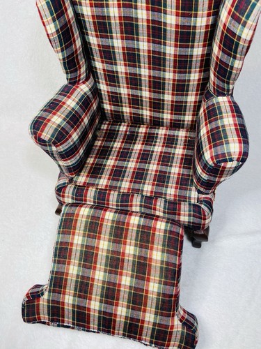 14” Realistic Miniature Plaid Arm Chair Perfect For Dolls or Small Pets - Picture 7 of 10