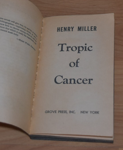 Tropic Of Cancer Henry Miller, 1961 Black Cat Paperback Fifth Printing - Picture 4 of 6