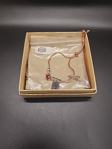 Remy Rotenier 10K Rose Gold Plated Silver Bolo Bracelet w/ Lab Created Ruby & CZ - Picture 6 of 7