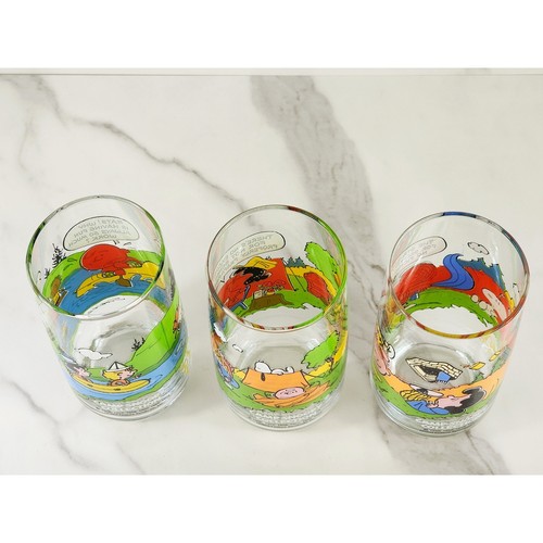 Camp Snoopy Collection Drinking Tall Glasses 16oz Peanuts Charlie Brown x3 Vtg - Picture 10 of 13