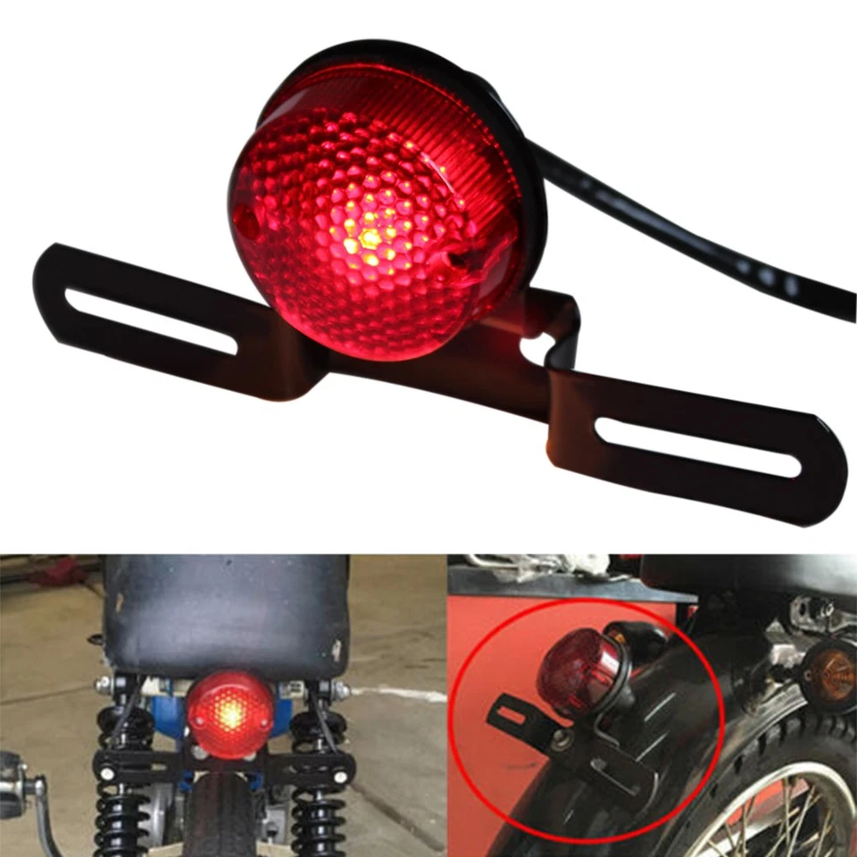 Luces LED de señal de giro para motocicleta montaje lateral matrícula para Harley Café Racer Foto 2 de 4