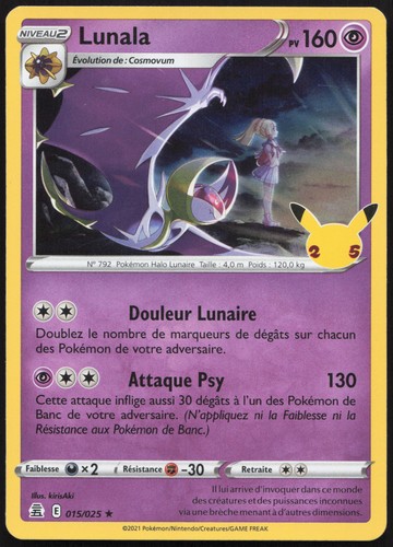 Carte Pokémon Lunala 015/025 Holo   Célébrations Français - Bild 1 von 2