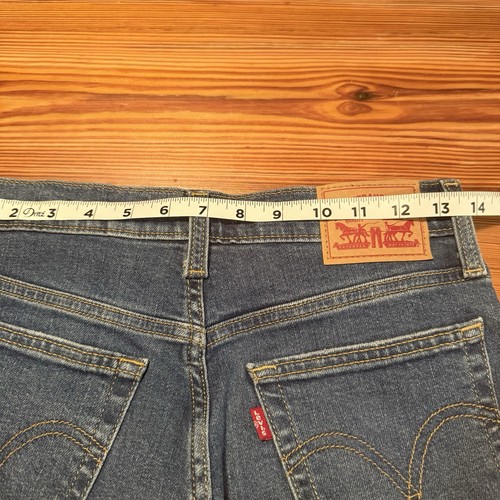 Levis Jeans Womens 27 Wedgie Straight Blue Distressed Denim Stretch High Rise - Picture 11 of 14