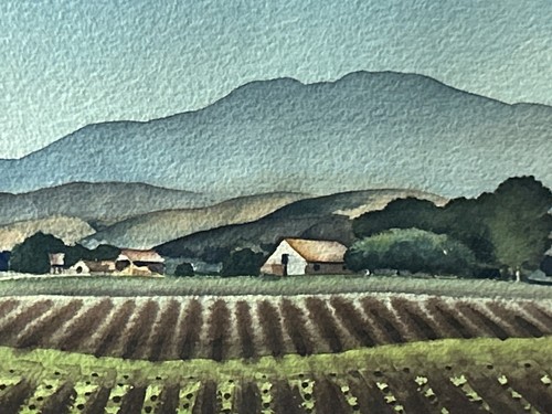Modernist Classic Aquarell Künstler Milford Zornes "Felder in der Nähe von Tustin" - Bild 4 von 18