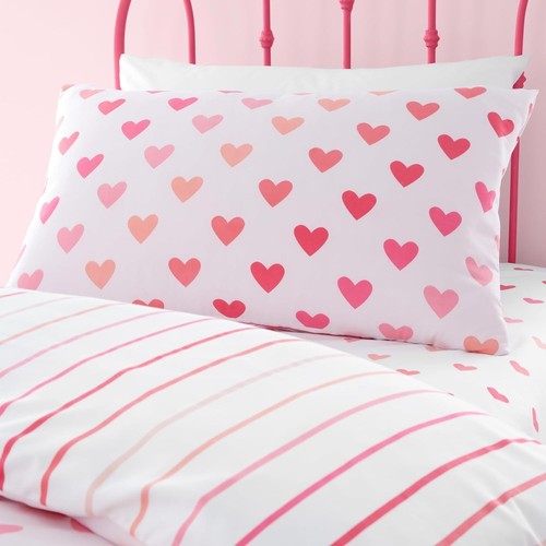 Catherine Lansfield Hearts & Stripes Duvet Cover Single Quilt Bedding Set 2 Pack - Picture 2 of 3