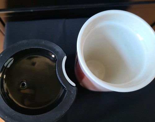 Taza de café Starbucks roja flor de amapola floral punto de cerámica viajero 10 oz - Imagen 10 de 10