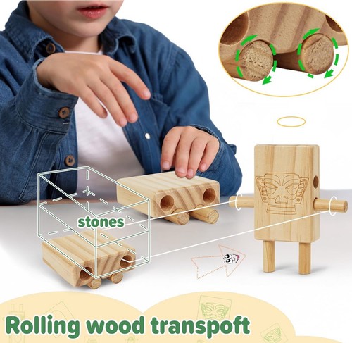 Wooden Blocks for Kids 44pcs STEM Montessori Blocks Loose Flexible Connections - Picture 5 of 9