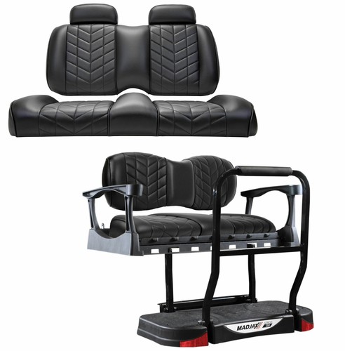 MADJAX Aviator Seat Cushion Set with Genesis 250 Rear Seat Kit |EZGO TXT |Black - Bild 1 von 5