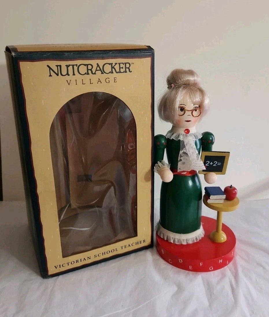 Vintage Nutcracker Village Victorian School Teacher 10” Tall Handcrafted 2000