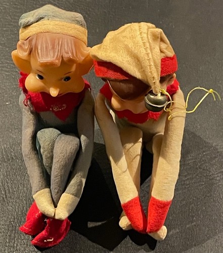 (2) - Vintage Made In Japan Knee Hugger Pixie Elf Doll Ornament - Picture 2 of 5