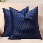 Striped Couch Pillow Cases: 2 Pack 22x22 Inch 22" x 22" (Pack of 2) Navy