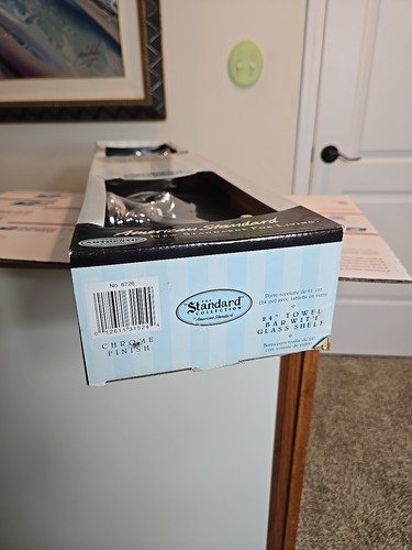 American Standard Collection 24" Towel Bar With Glass Shelf - Silver Chrome, NEW - Picture 10 of 14