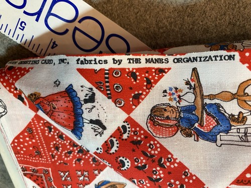 Vintage Holly Hobbie rot weiß blau Bandana Patchwork Stoff 1 Yard x 45" B - Bild 5 von 5