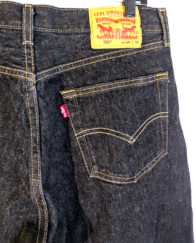 Levi 501 34/32 Botón Hombre Bootcut Negro Vaqueros Usado - Imagen 5 de 6