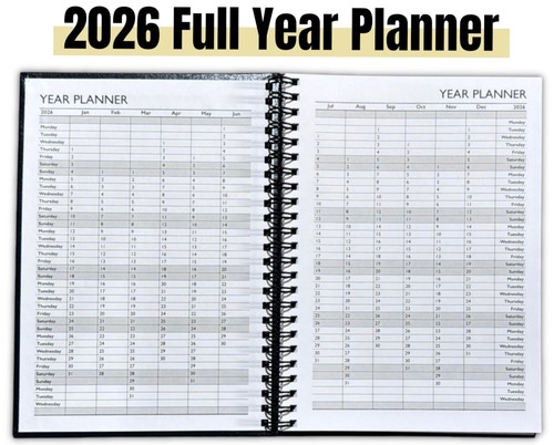 2026 A5 Week To View Diary Spiral Hardback Full Year Planner Desk Wiro Organiser - Picture 11 of 22