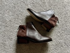 New Cole Haan Elion Boots Brown Leather Suede Size 8 Block Heel Booties