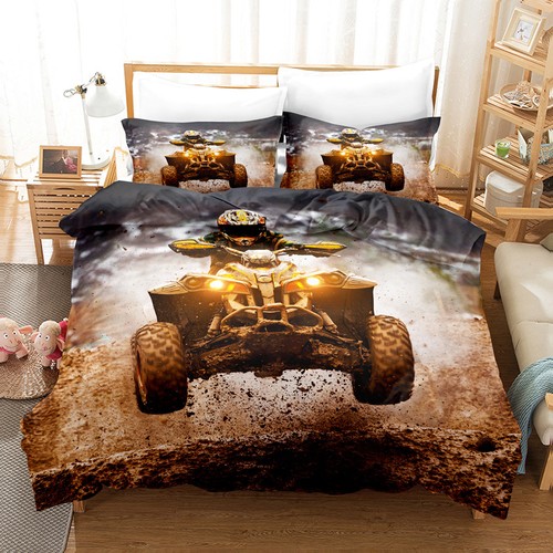 Motorcycle Boys T Bedding Set 3Pcs Quilt Duvet Cover Dorm Single Double King UK - Picture 25 of 34