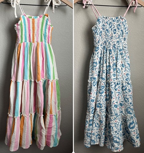 (2) Sweet Honey Girl’s 5Y Cotton Tiered Sun Dresses Stripe & Floral *READ* - 第 1/15 張圖片