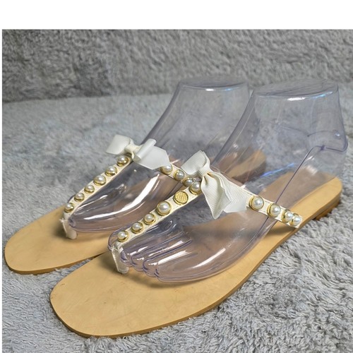 Jack Rogers Damen-Riemensandalen mit Perlenverzierung Schleife Größe 9,5M - Bild 1 von 8