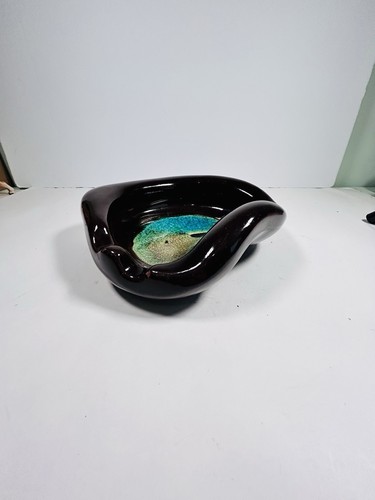 Vintage Royal Haeger MCM Ashtray USA R873 Brown & Turquoise Trinket Dish - Picture 5 of 9