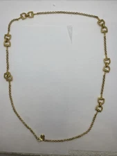 Vintage Chain Necklace Horse Bit Snaffle Bit- Gold Tone - 34" Long