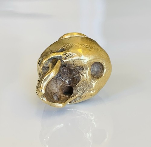 Colgante Calavera Conjunto Granate Memento Mori Oro 24ct Sobre Plata Maciza - Imagen 5 de 7