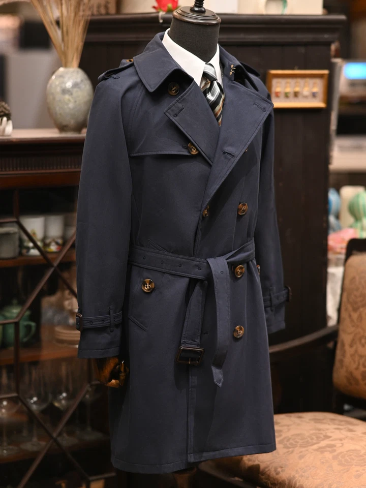 Trench Coat Mens Mid-length Double-breasted Business Jacket British Casual Coats - Image 4 of 4