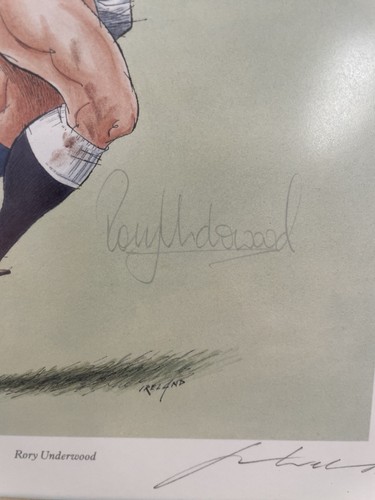 Signed limited edition rugby union caricature Rory Underwood by John Ireland - Picture 2 of 6