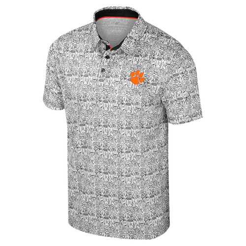 Men's Colosseum Black Clemson Tigers It's Time! Allover Print Polo - Picture 2 of 3