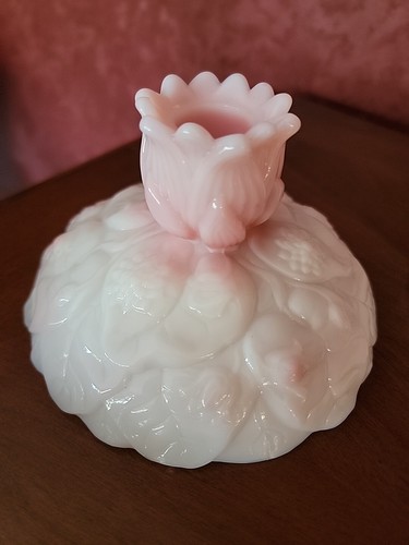 Gorgeous Fenton CANDLE HOLDERS Rosalene Pink WATER LILY - Beautiful set!!! - Picture 4 of 10