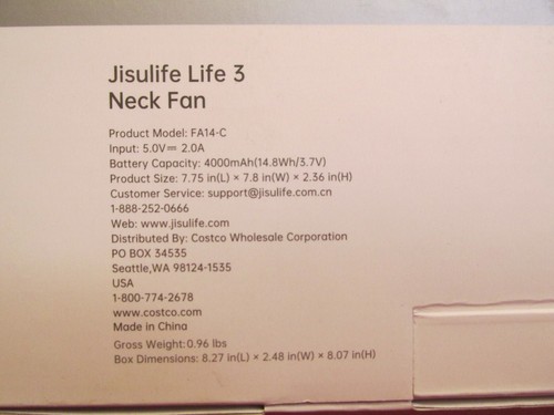 NIB - JISULIFE Neck Fan Life 3 Portable Fan USB Charging Cable FA14-C - Picture 5 of 7
