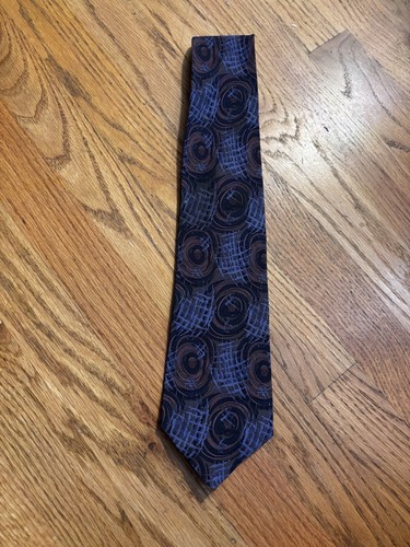 Vintage Christian Dior Monsieur Seidenkrawatte geometrisches Medaillon Muster L60 3,5 W